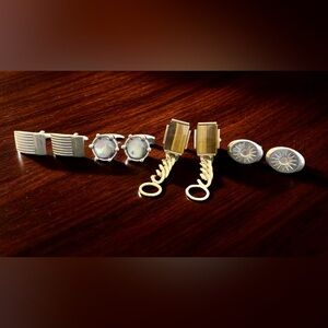 LOT of 4 VINTAGE Gold & Silver Cufflinks Set Tiger are SWANK one FOSTER!